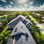 DALL·E 2024 10 04 13.53.31 A panoramic image showcasing a clean well maintained Central Florida residential roof with asphalt shingles under a sunny blue sky. The house is surr Battling the Elements: B is for Blistering and Beyond!