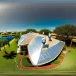 DALL·E 2024 10 04 14.02.03 A panoramic image of a Central Florida home featuring a newly installed cool roof. The roof is highly reflective designed to reduce heat absorption Cool Roofing: Curb Appeal Meets Climate Control with C Terms