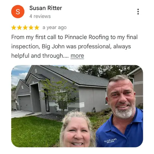 From my first call to Pinnacle Roofing to my final inspection, Big John was professional, always helpful and throughout the process.