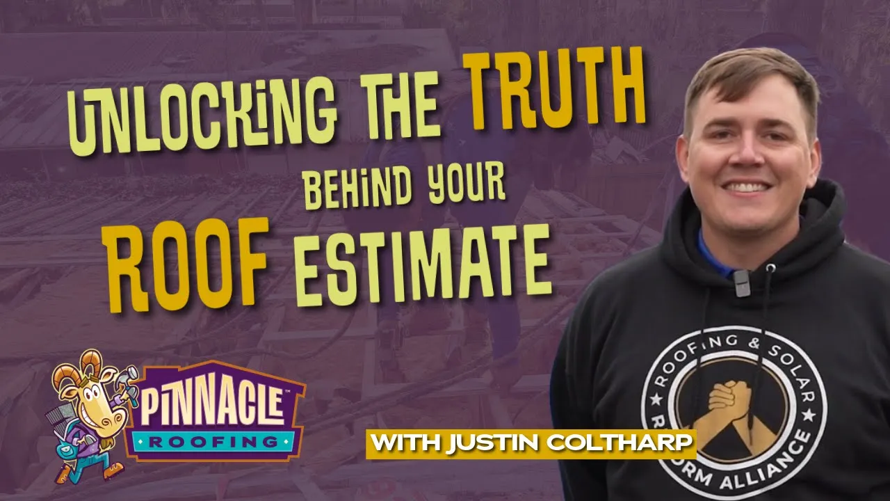 Roofing contractor reviewing a detailed roof estimate with a homeowner at a table.