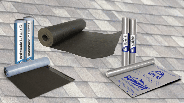 Comparison of roof underlayment options showing traditional tar paper, modern synthetic underlayment, and premium peel and stick
